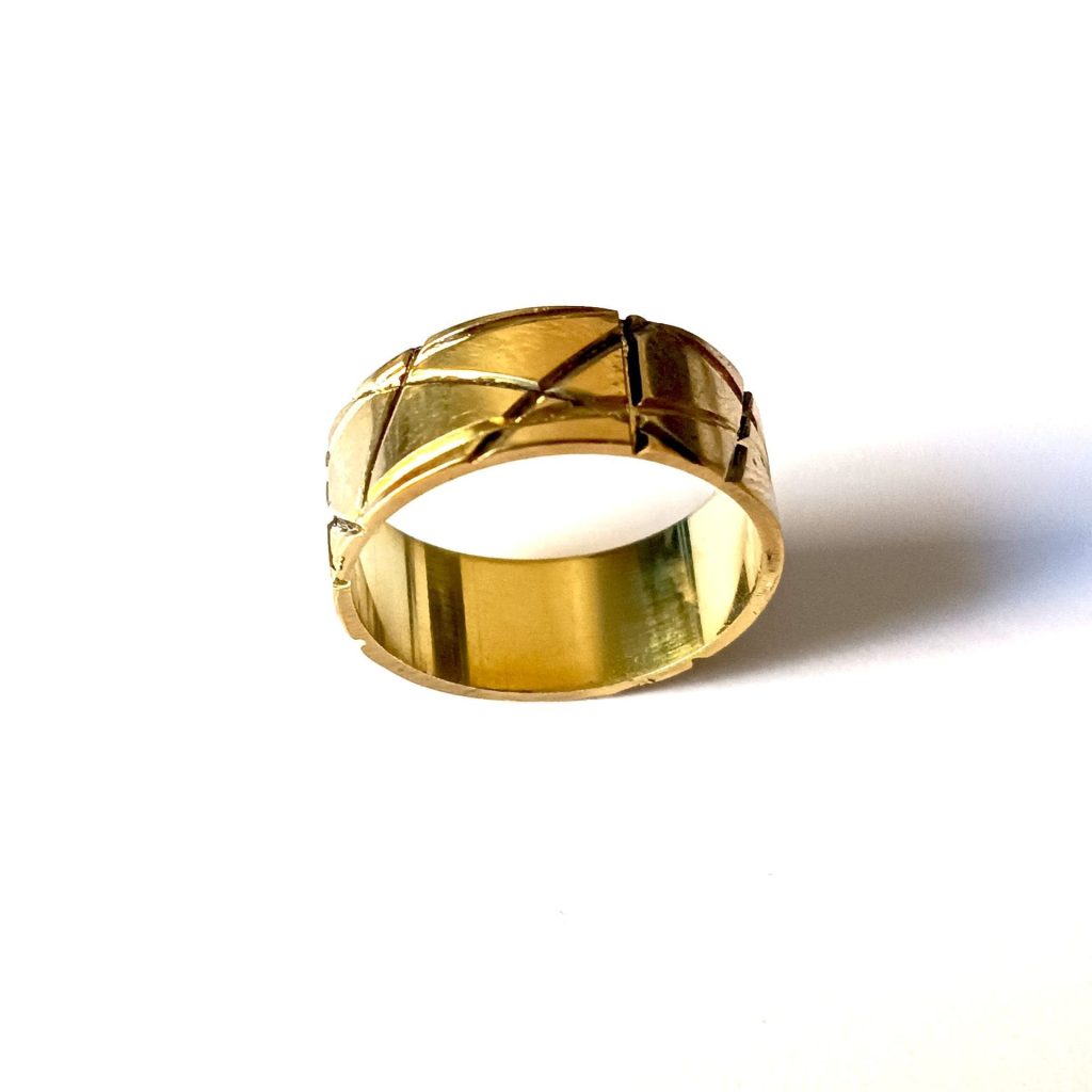 Bague artisanale géométrique unisexe en laiton - Bijou fait main